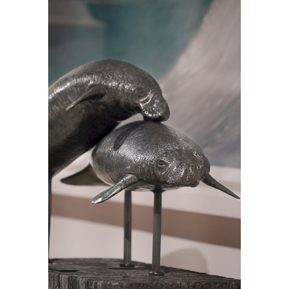 Jonathan Charles Fine Furniture - Raised Manatee Bronze Statue with Marble Base - 496221-DRB view 12