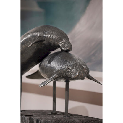 Jonathan Charles Fine Furniture - Raised Manatee Bronze Statue with Marble Base - 496221-DRB view 12
