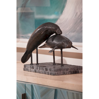 Jonathan Charles Fine Furniture - Raised Manatee Bronze Statue with Marble Base - 496221-DRB view 13