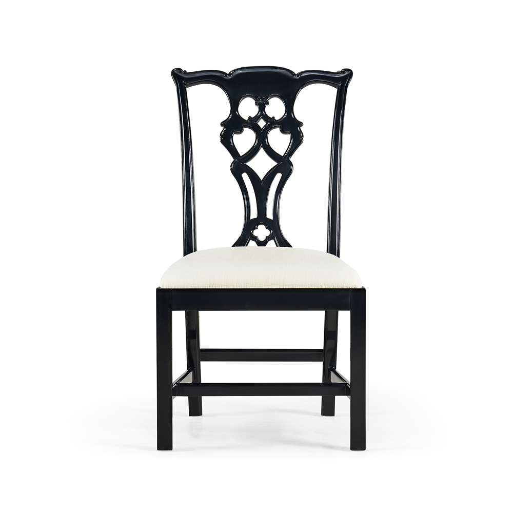 Jonathan Charles Fine Furniture - Reimagined Spark Chippendale Black Side Chair - 493330-SC-BLA-F053 veiw 3