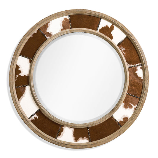 Jonathan Charles Fine Furniture - Sagehill Round Hide Mirror - 491264-TGO view 1