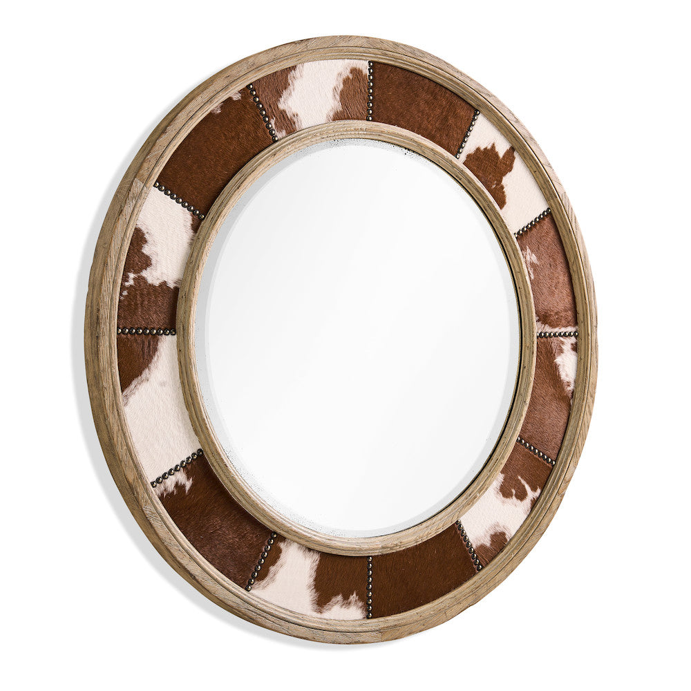 Jonathan Charles Fine Furniture - Sagehill Round Hide Mirror - 491264-TGO view 2