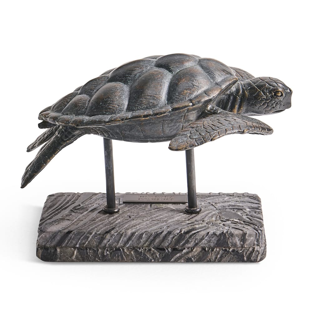 Jonathan Charles Fine Furniture - Sea Tortoise Bronze Statue with Marble Base - 496220-DRB view 2