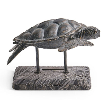 Jonathan Charles Fine Furniture - Sea Tortoise Bronze Statue with Marble Base - 496220-DRB view 2
