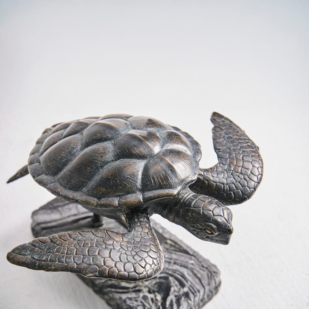 Jonathan Charles Fine Furniture - Sea Tortoise Bronze Statue with Marble Base - 496220-DRB view 6