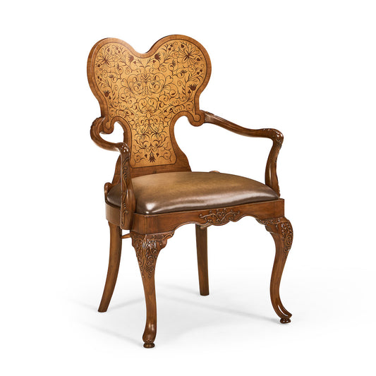 Jonathan Charles Fine Furniture - Seaweed Marquetry Arm Chair - 492802-AC-WAL-L002 view 1