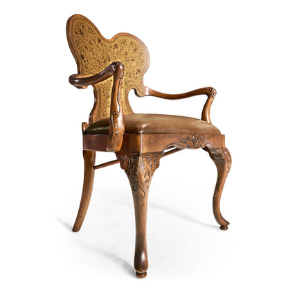 Jonathan Charles Fine Furniture - Seaweed Marquetry Arm Chair - 492802-AC-WAL-L002 view 3