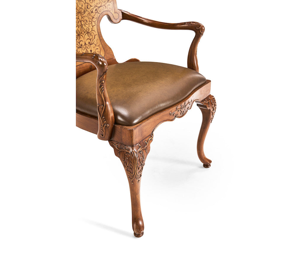 Jonathan Charles Fine Furniture - Seaweed Marquetry Arm Chair - 492802-AC-WAL-L002 view 8