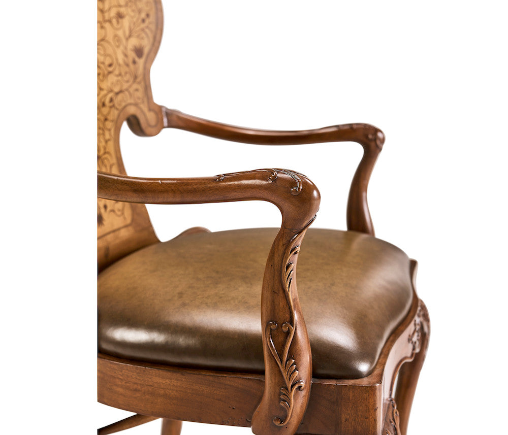 Jonathan Charles Fine Furniture - Seaweed Marquetry Arm Chair - 492802-AC-WAL-L002 view 9