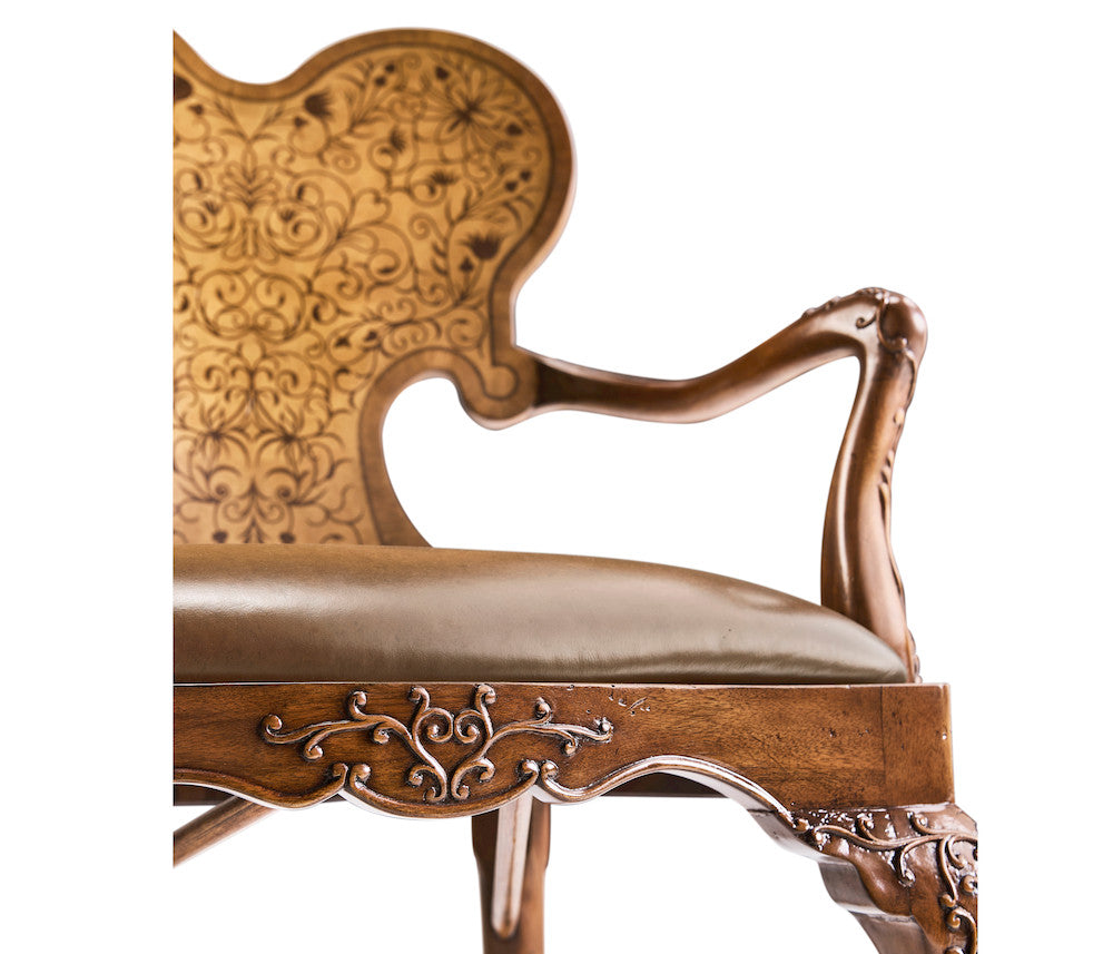 Jonathan Charles Fine Furniture - Seaweed Marquetry Arm Chair - 492802-AC-WAL-L002 view 10
