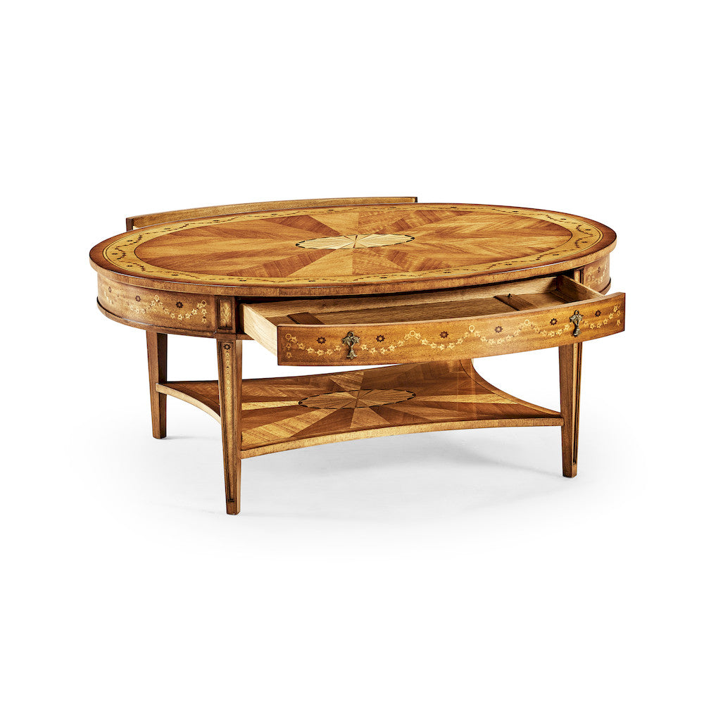 Jonathan Charles Fine Furniture - Sheraton Satinwood Oval Coffee Table - 492661-SAL view 2
