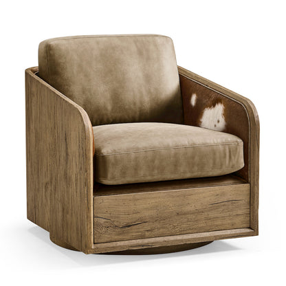 Jonathan Charles Fine Furniture - Stone Ridge Leather & Hide Swivel Occasional Chair Light - 491280-TLA-L045 view 1