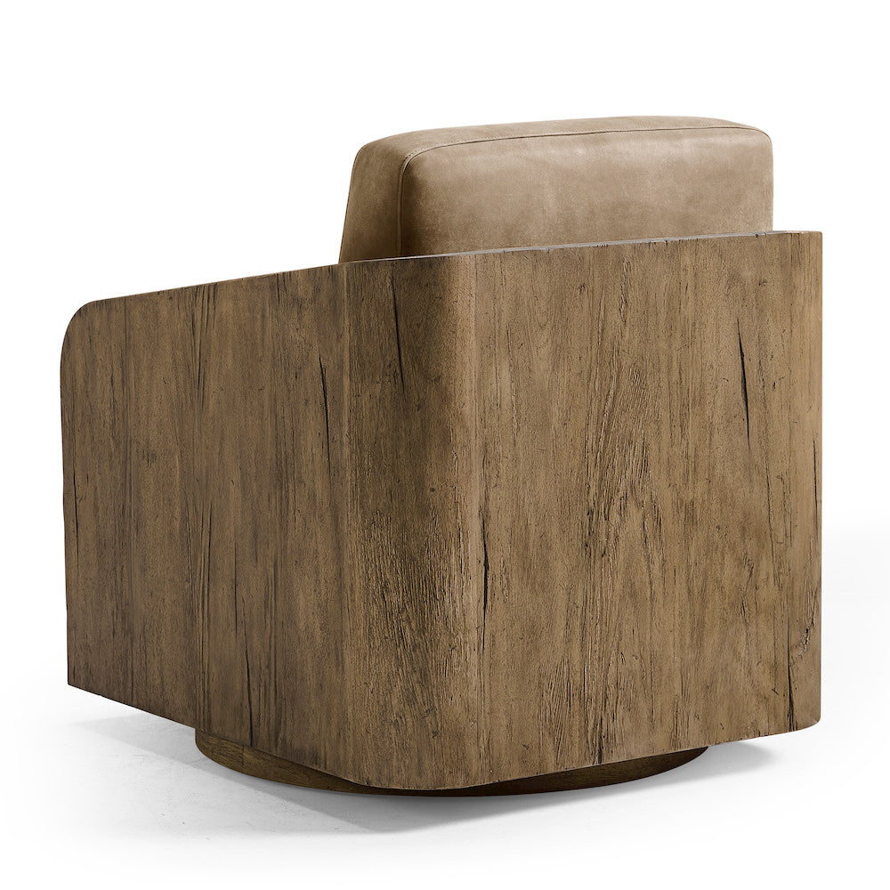 Jonathan Charles Fine Furniture - Stone Ridge Leather & Hide Swivel Occasional Chair Light - 491280-TLA-L045 view 2