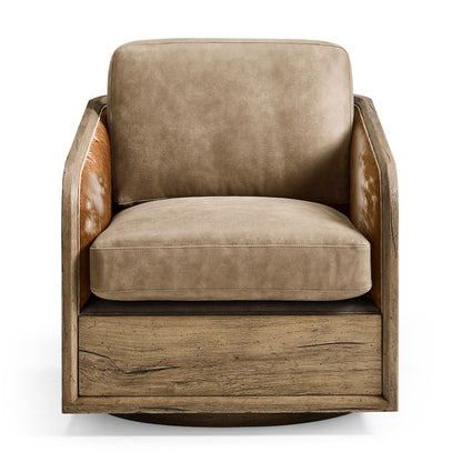 Jonathan Charles Fine Furniture - Stone Ridge Leather & Hide Swivel Occasional Chair Light - 491280-TLA-L045 view 3