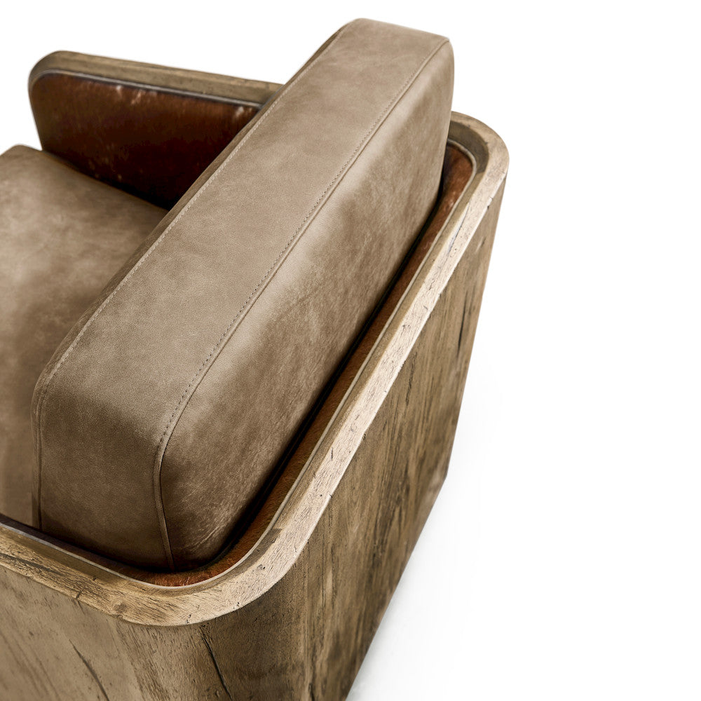 Jonathan Charles Fine Furniture - Stone Ridge Leather & Hide Swivel Occasional Chair Light - 491280-TLA-L045 view 4