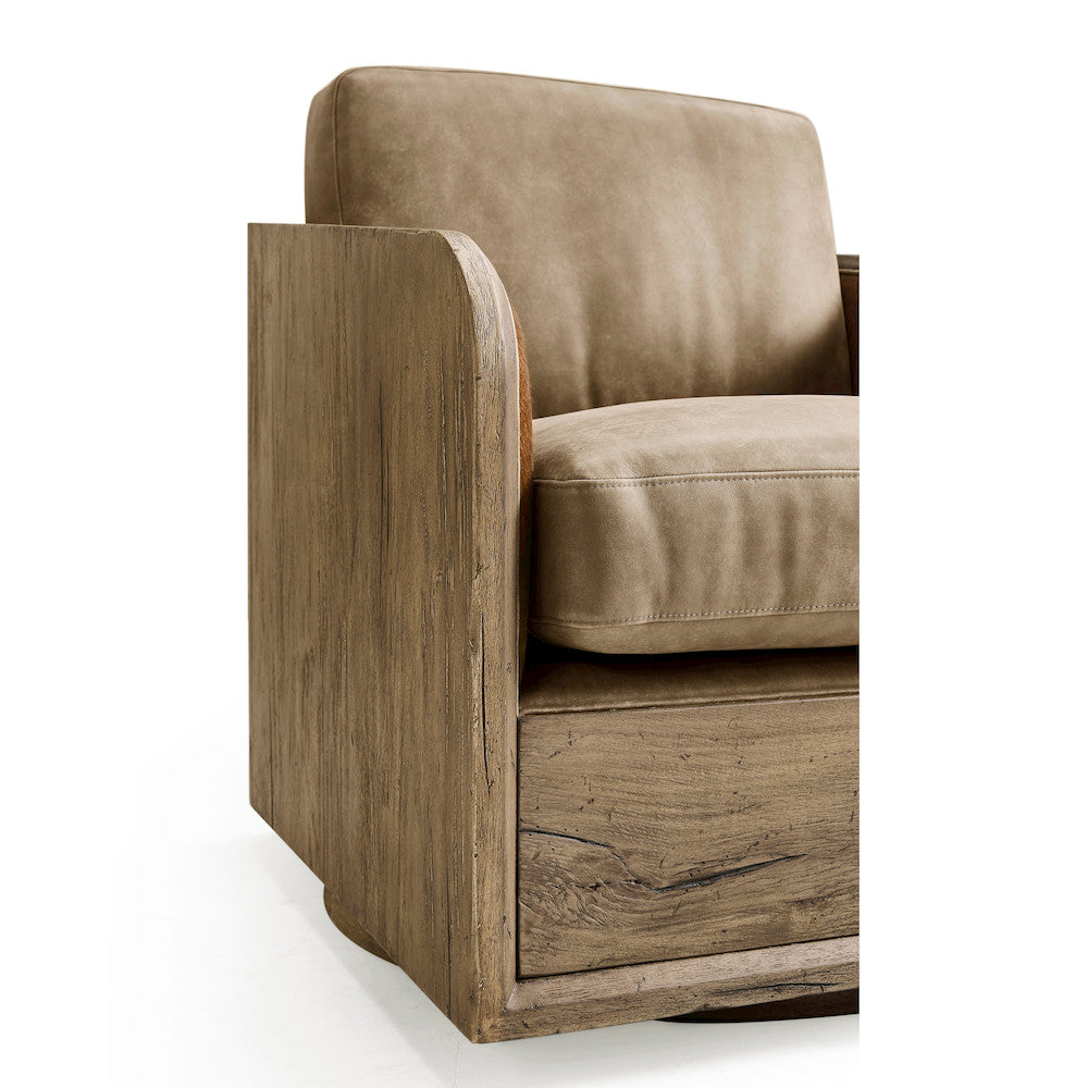Jonathan Charles Fine Furniture - Stone Ridge Leather & Hide Swivel Occasional Chair Light - 491280-TLA-L045 view 5
