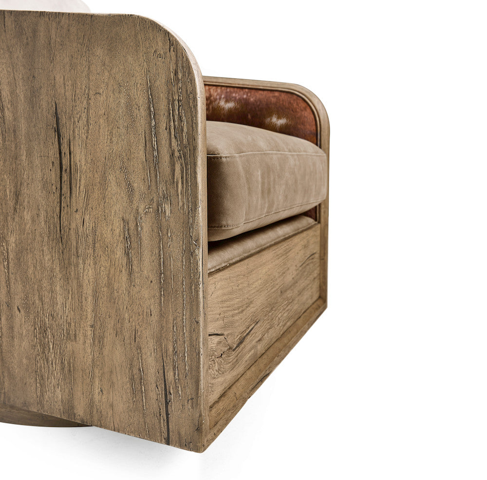 Jonathan Charles Fine Furniture - Stone Ridge Leather & Hide Swivel Occasional Chair Light - 491280-TLA-L045 view 6