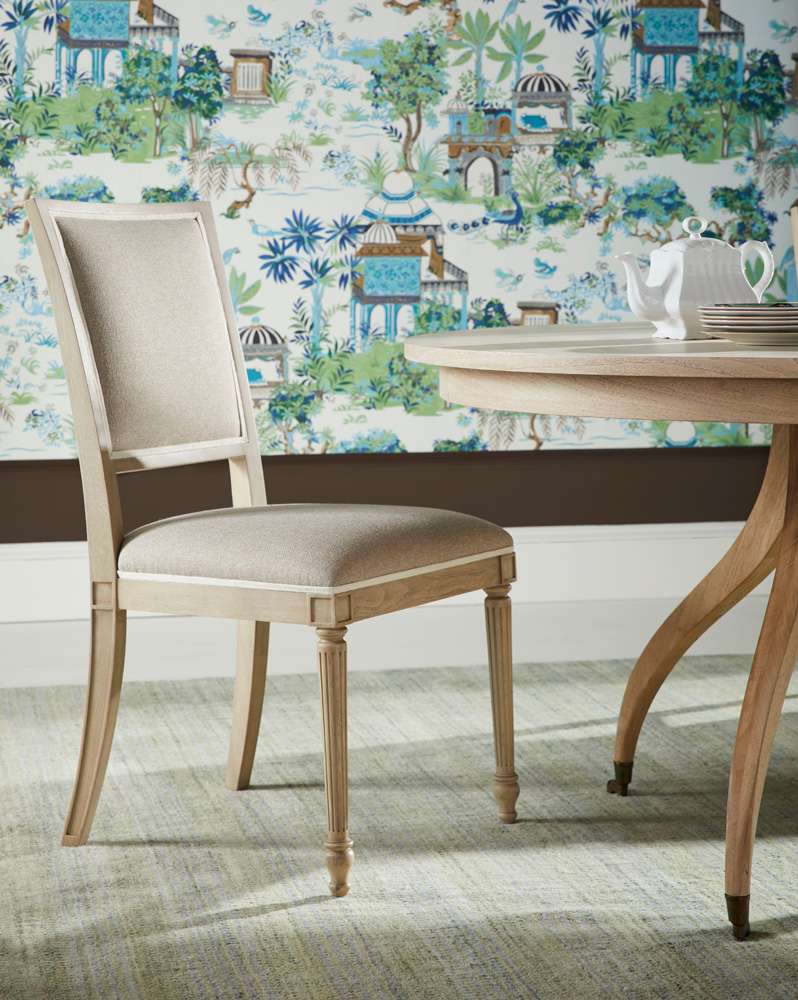 Jonathan Charles Fine Furniture - Timeless Flare Uph. Side Chair Flared Top in Bleached Walnut - 003-2-130-BLW veiw 6