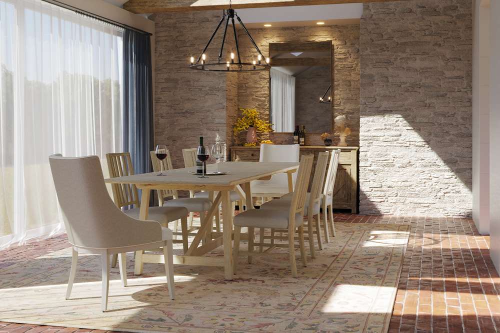 Jonathan Charles Fine Furniture - Timeless Sidereal French Laundry Dining Table 125in in Stripped Oak - 003-2-A60-STO veiw 7