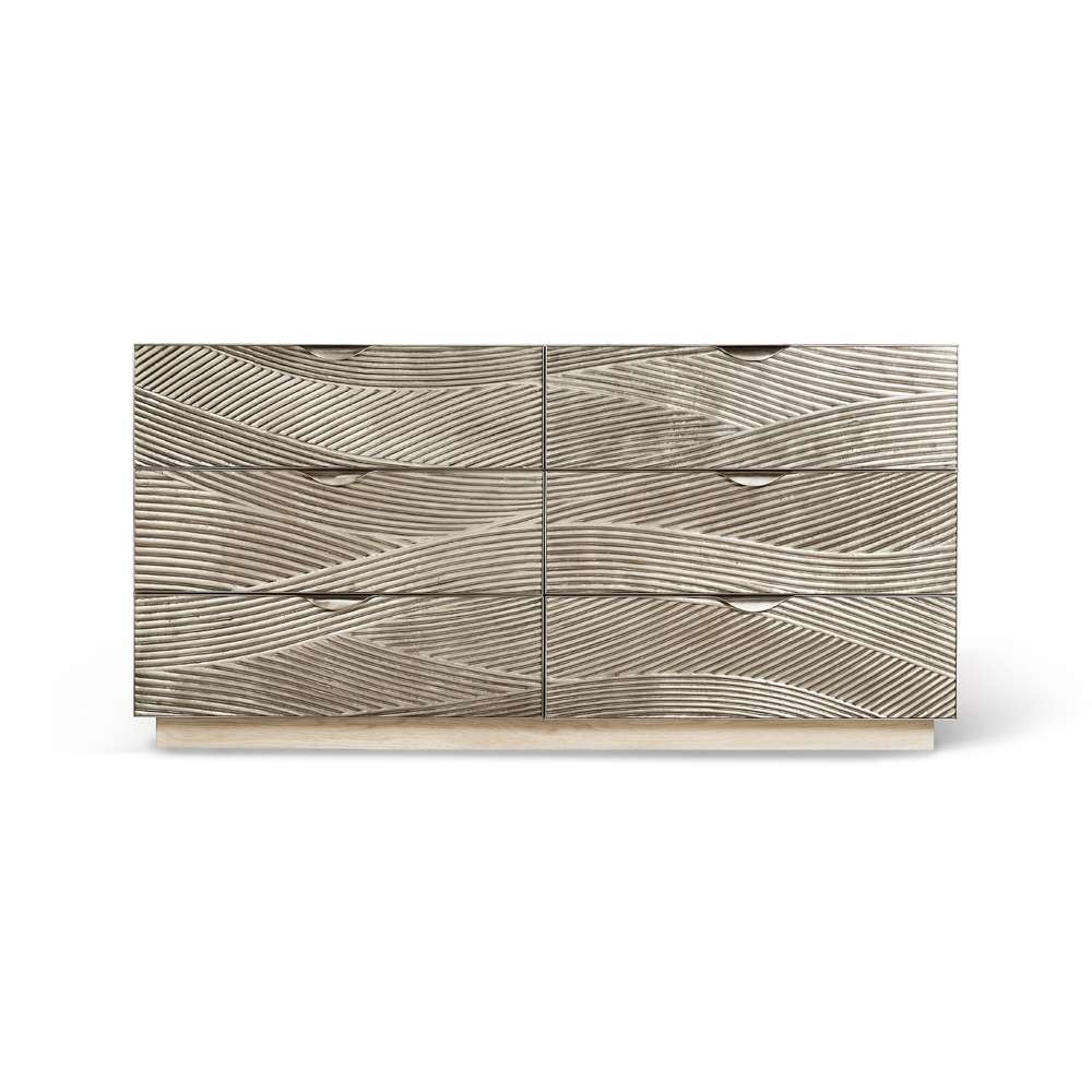 Jonathan Charles Fine Furniture - Water Capillary Cast Metal Texture Double Dresser - 001-1-711-CAL veiw 2