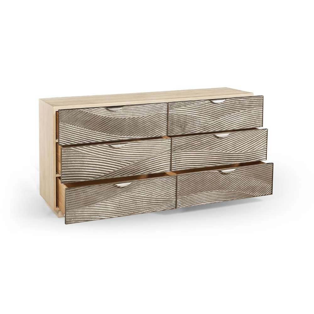 Jonathan Charles Fine Furniture - Water Capillary Cast Metal Texture Double Dresser - 001-1-711-CAL veiw 3