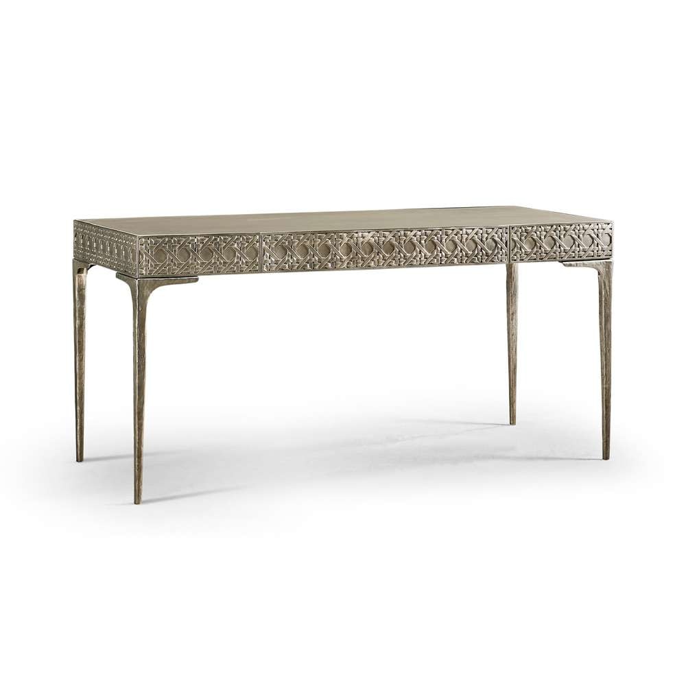 Jonathan Charles Fine Furniture - Water Cnoidal Cane Carved Metal Desk - 001-4-0E0-CBA veiw 1