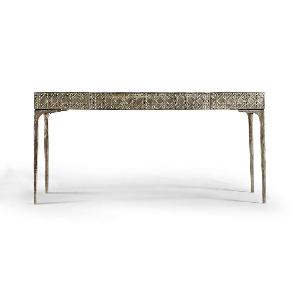 Jonathan Charles Fine Furniture - Water Cnoidal Cane Carved Metal Desk - 001-4-0E0-CBA veiw 3