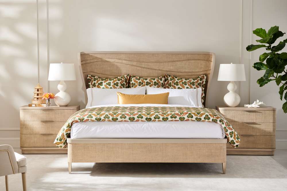 Jonathan Charles Fine Furniture - Water Seiche Woven Wing Wave King Bed - 001-1-130-GRC veiw 5