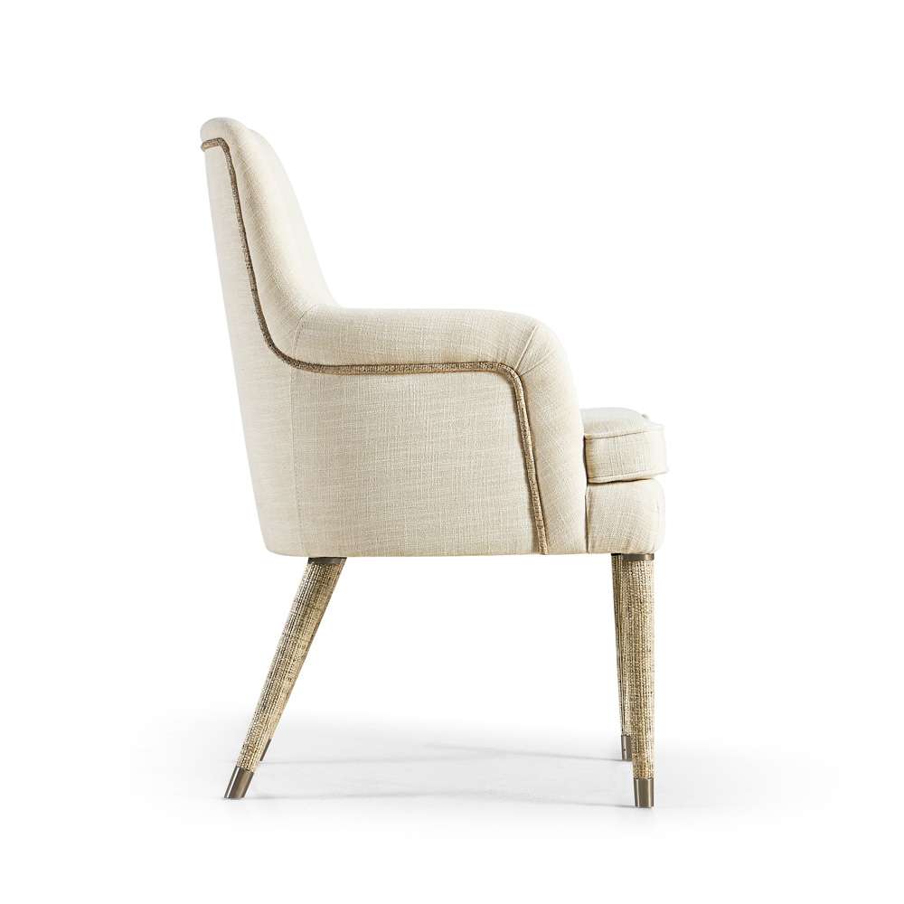 Jonathan Charles Fine Furniture - Water Shoal Linen & Grass Cloth Host Chair - 001-2-030-LOW veiw 2