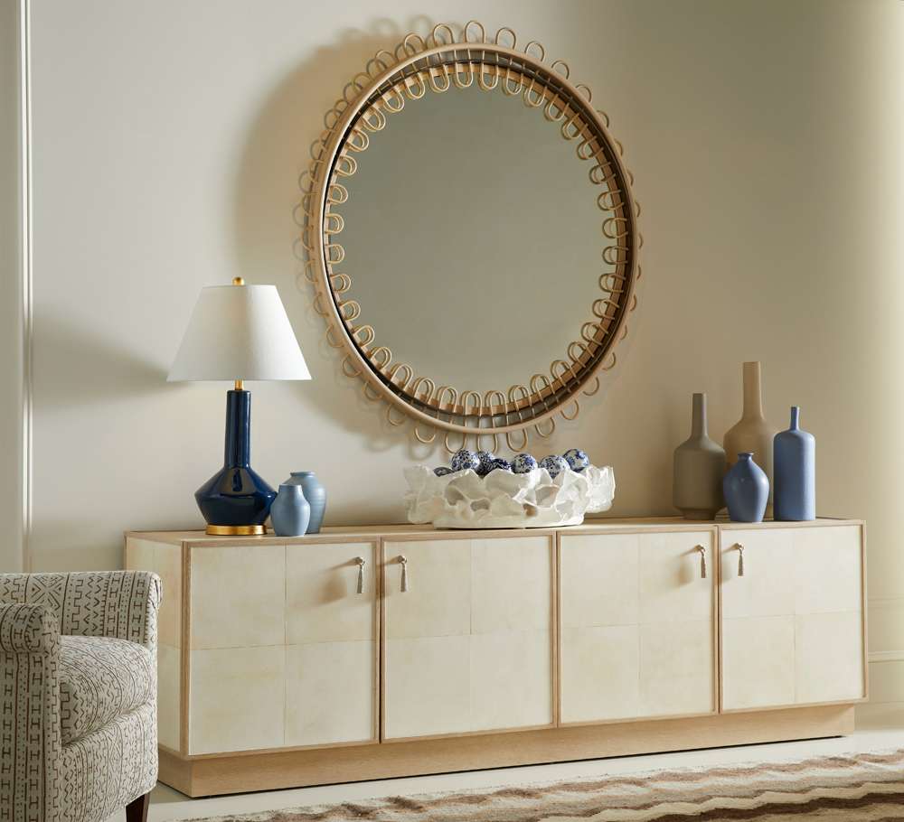 Jonathan Charles Fine Furniture - Water Vorticity Oval Rattan Mirror - 001-1-500-NRT veiw 2