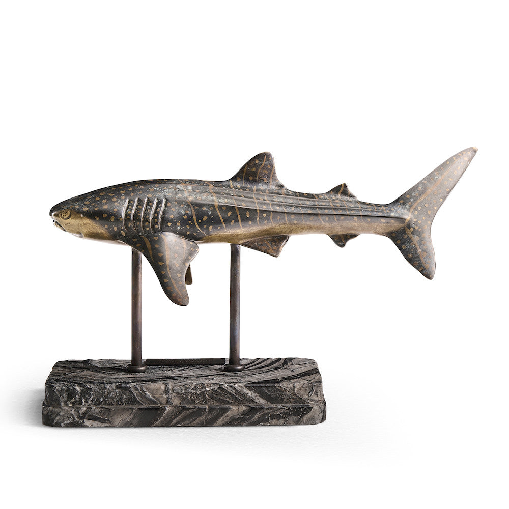 Jonathan Charles Fine Furniture - Whale Shark Bronze Statue with Marble Base - 496218-DRB view 4
