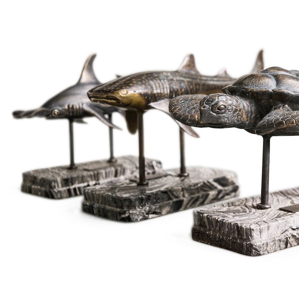 Jonathan Charles Fine Furniture - Whale Shark Bronze Statue with Marble Base - 496218-DRB view 18