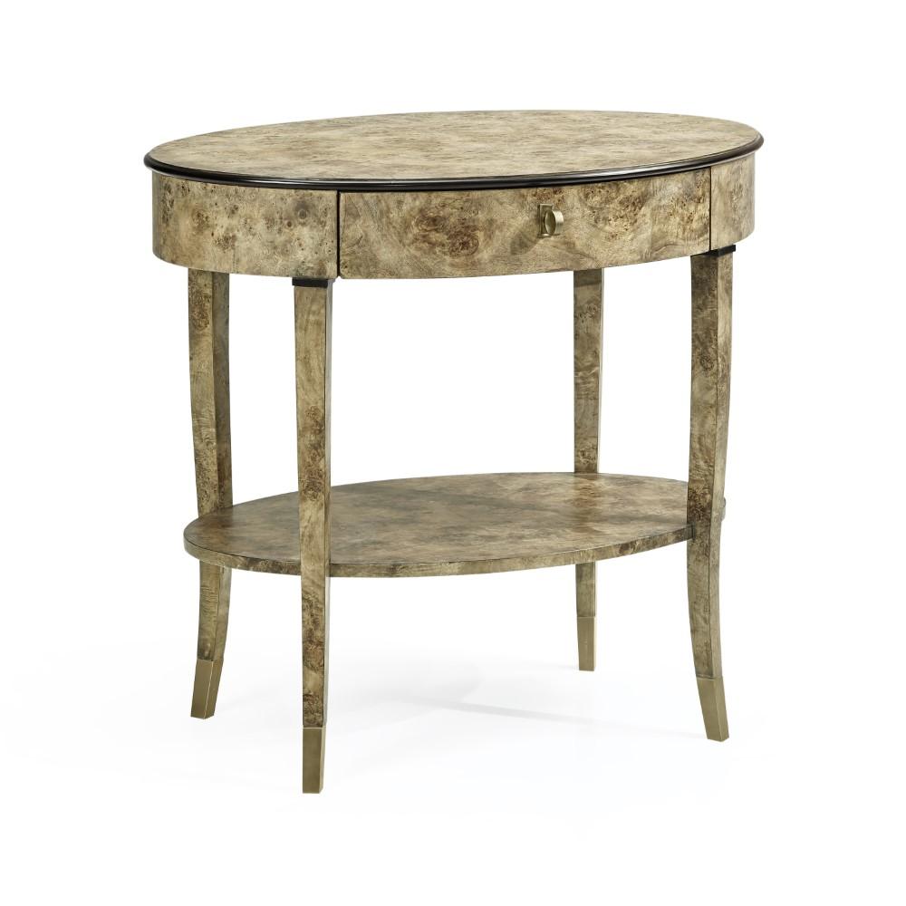 Jonathan Charles Fine Furniture - Hamilton - Oval Golden Amber Burr Bedside Table - 495998-BGA veiw 1