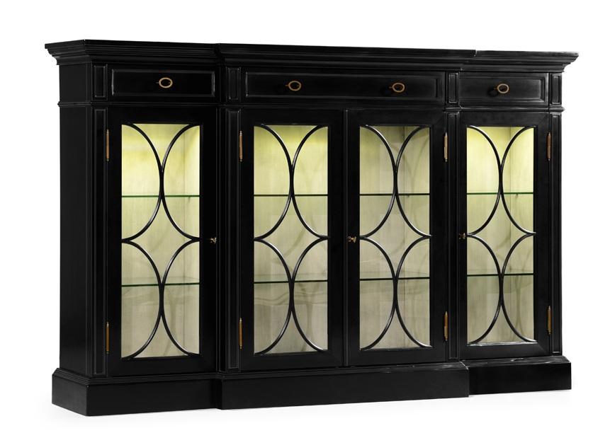 Jonathan Charles Fine Furniture - Kensington Four Door Breakfront Black Display Cabinet - 495144-BLA veiw 1
