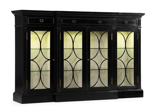 Jonathan Charles Fine Furniture - Kensington Four Door Breakfront Black Display Cabinet - 495144-BLA veiw 1