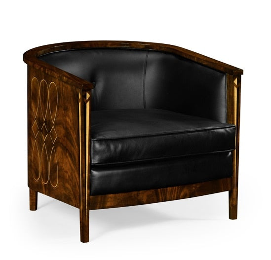 Jonathan Charles Fine Furniture - Knightsbridge Knightbridge Tub Chair with Black Leather - 495196-BMA-L012 veiw 1
