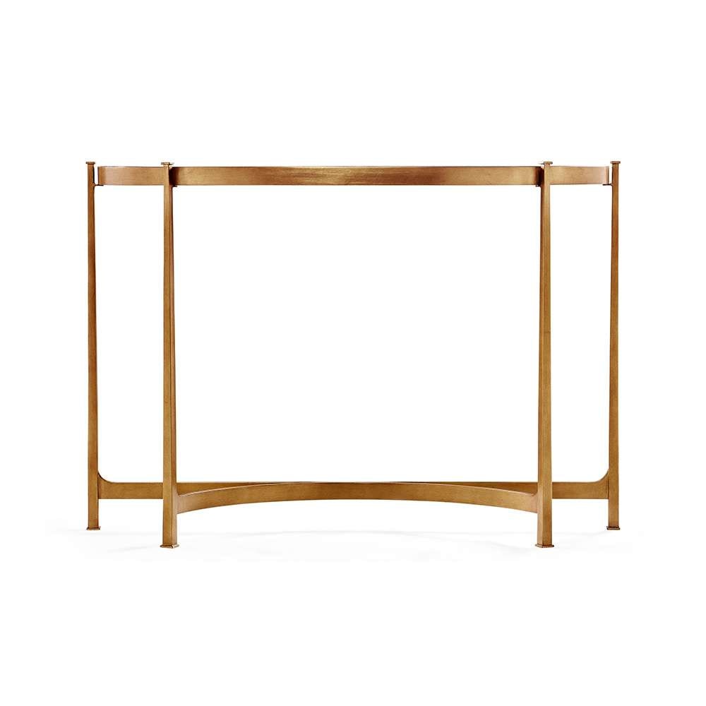 Jonathan Charles Fine Furniture - Luxe - Large Eglomise and Gilded Iron Demilune Console - 494149-G veiw 2