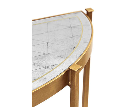 Jonathan Charles Fine Furniture - Luxe - Large Eglomise and Gilded Iron Demilune Console - 494149-G veiw 4