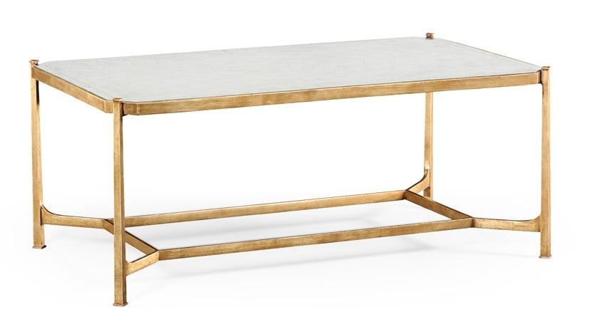 Jonathan Charles Fine Furniture - Luxe Eglomise and Gilded Iron Rectangular Coffee Table - 494144-G-GES veiw 1