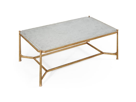 Jonathan Charles Fine Furniture - Luxe Eglomise and Gilded Iron Rectangular Coffee Table - 494144-G-GES veiw 2