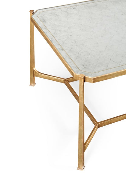 Jonathan Charles Fine Furniture - Luxe Eglomise and Gilded Iron Rectangular Coffee Table - 494144-G-GES veiw 3