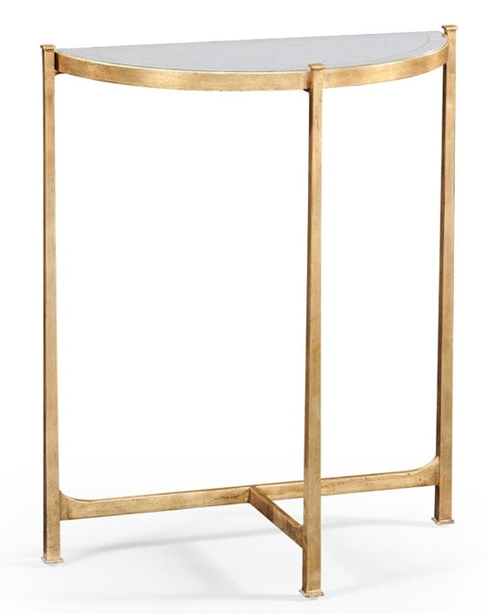 Jonathan Charles Fine Furniture - Luxe Small Eglomise and Gilded Iron Demilune Console Table - 494180-G veiw 1