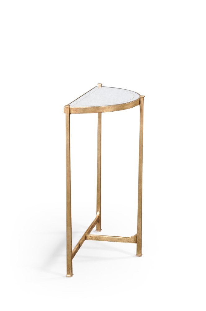 Jonathan Charles Fine Furniture - Luxe Small Eglomise and Gilded Iron Demilune Console Table - 494180-G veiw 3