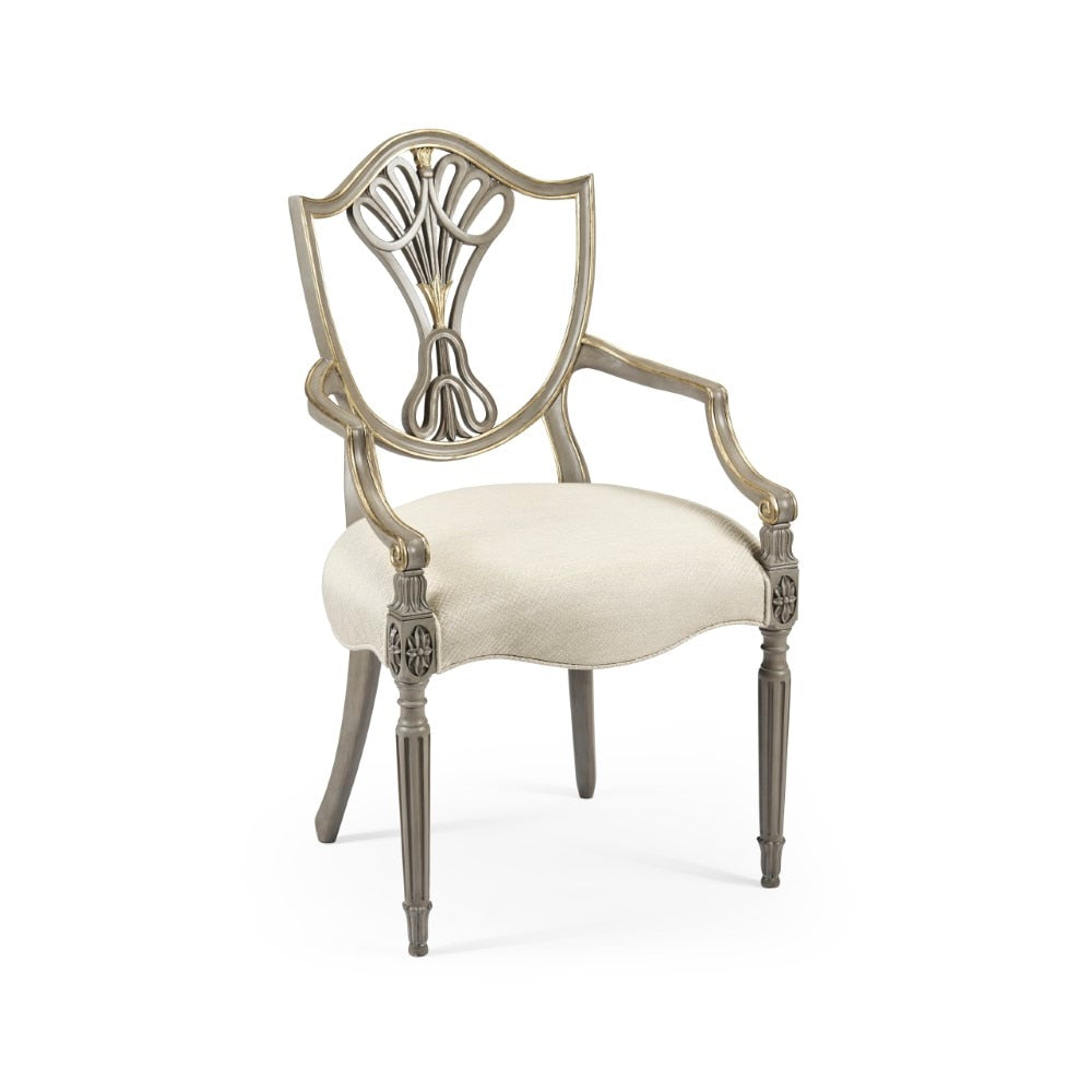 Jonathan Charles Fine Furniture - Buckingham - Sheraton Buckingham Grey and Gilded Dining Armchair with Shield Back - 495819-AC-PBG-F200 veiw 1
