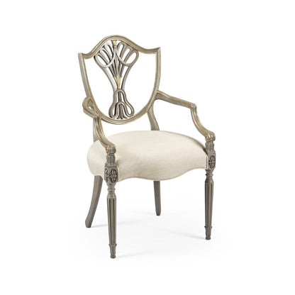 Jonathan Charles Fine Furniture - Buckingham - Sheraton Buckingham Grey and Gilded Dining Armchair with Shield Back - 495819-AC-PBG-F200 veiw 1