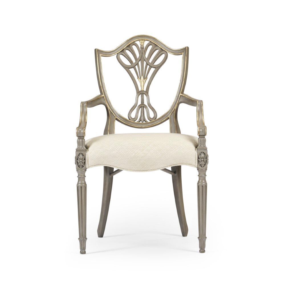 Jonathan Charles Fine Furniture - Buckingham - Sheraton Buckingham Grey and Gilded Dining Armchair with Shield Back - 495819-AC-PBG-F200 veiw 2