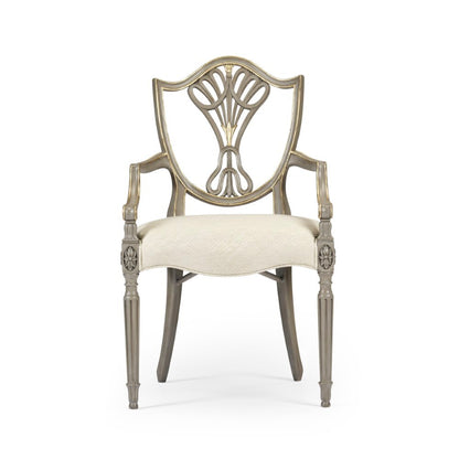 Jonathan Charles Fine Furniture - Buckingham - Sheraton Buckingham Grey and Gilded Dining Armchair with Shield Back - 495819-AC-PBG-F200 veiw 2