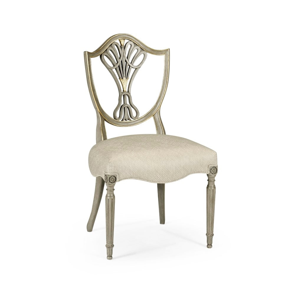 Jonathan Charles Fine Furniture - Buckingham - Sheraton Buckingham Grey and Gilded Dining Side Chair with Shield Back - 495819-SC-PBG-F200 veiw 1