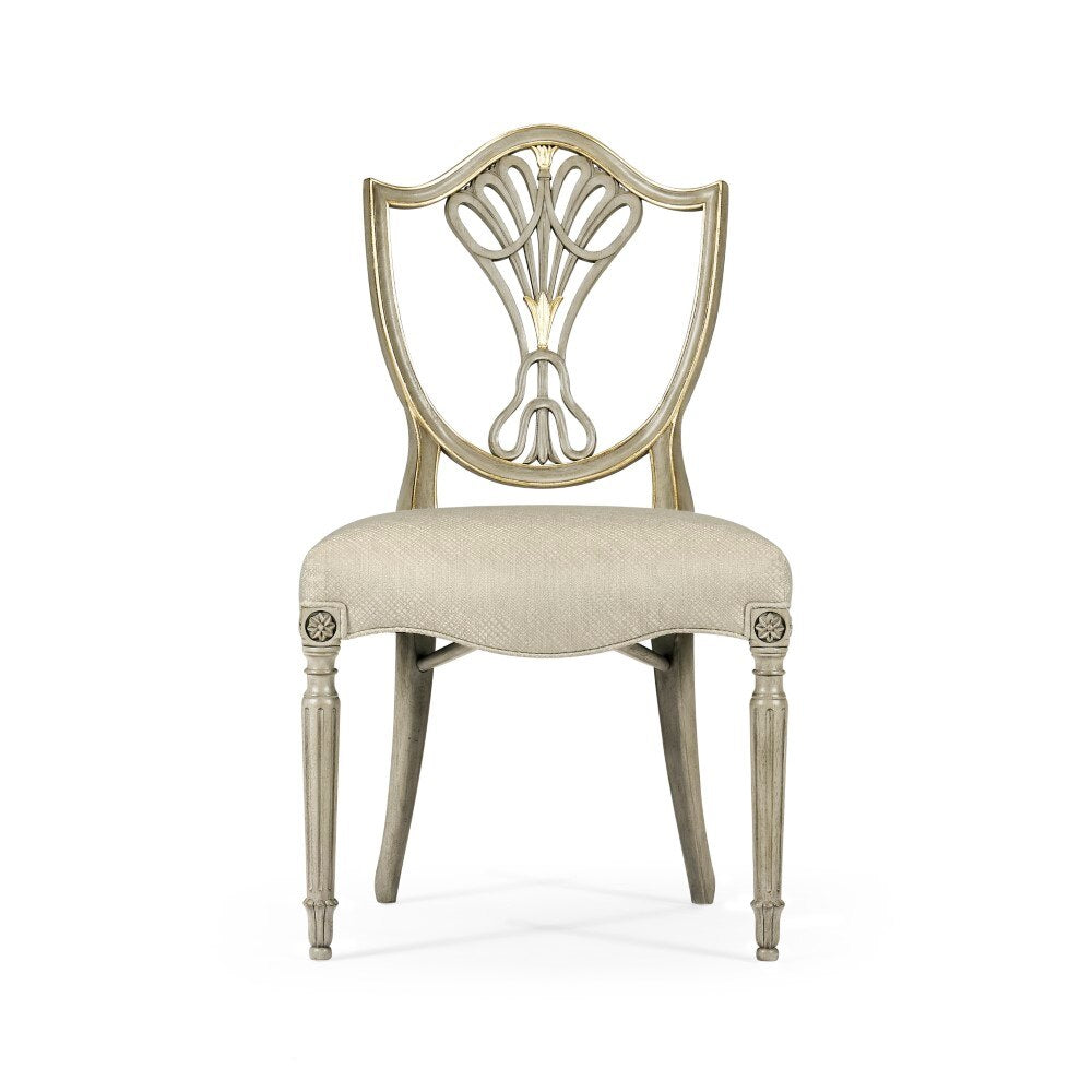 Jonathan Charles Fine Furniture - Buckingham - Sheraton Buckingham Grey and Gilded Dining Side Chair with Shield Back - 495819-SC-PBG-F200 veiw 2