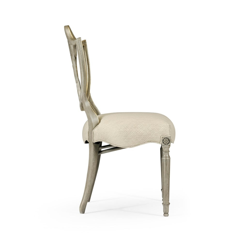Jonathan Charles Fine Furniture - Buckingham - Sheraton Buckingham Grey and Gilded Dining Side Chair with Shield Back - 495819-SC-PBG-F200 veiw 3